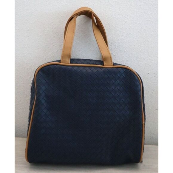 Joan & David JDC2286 Navy Blue The Medium Woven 3-Piece Toiletry Makeup Case - Picture 3 of 13